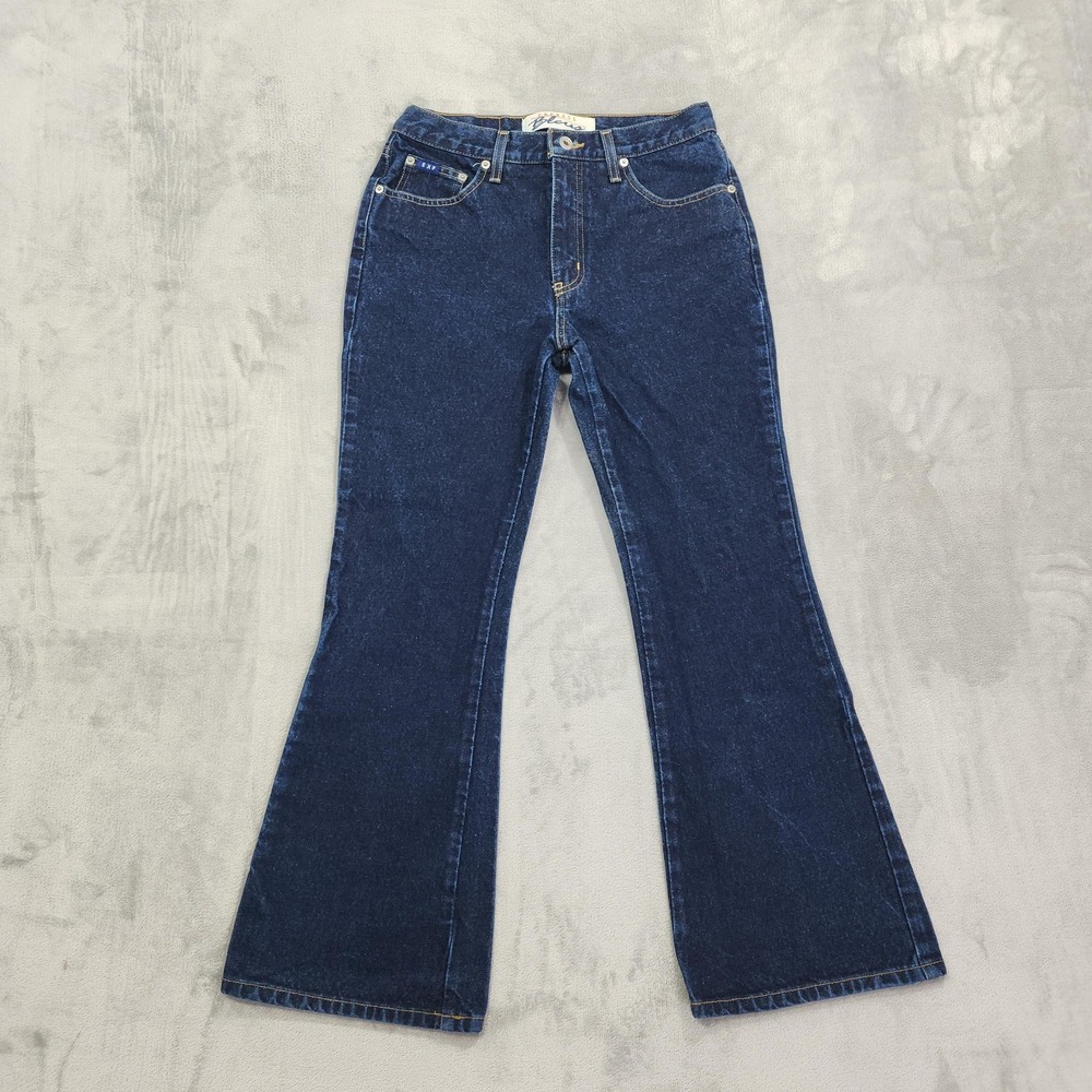 Vintage Express Bleus Jeans Womens 9/10S Blue Dark Wash Extreme Flare Leg Casual